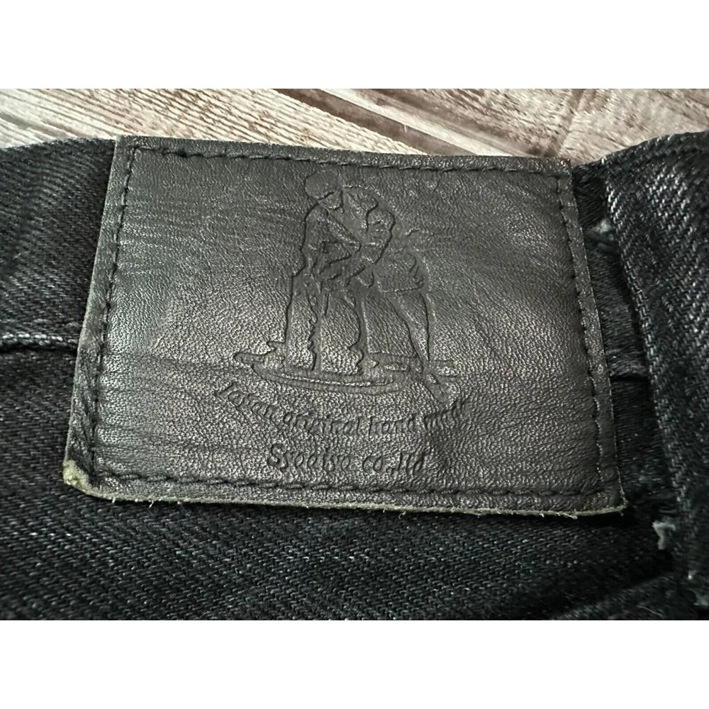 Syoaiya Selvedge Denim Button Fly jeans color mediun wash blck Size 31 Fits 29" - Picture 3 of 8